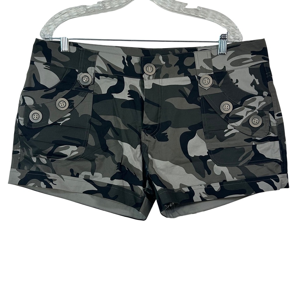Vangull Grey Camouflage‎ Cargo Shorts Womens 3XL Multi Pocket Utility Tactical